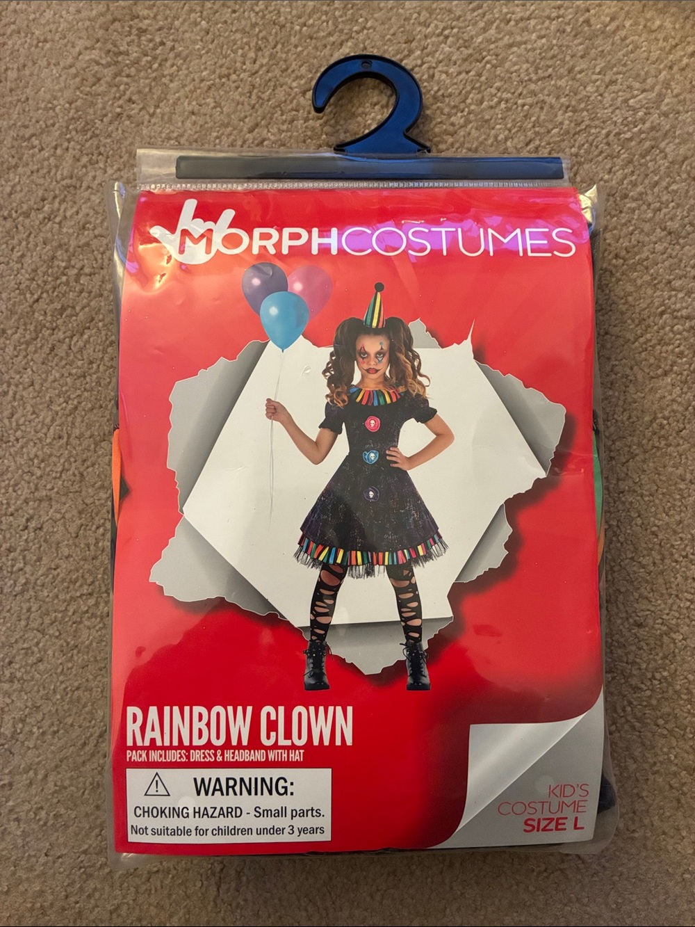Morph Costumes Rainbow Clown Kids Halloween Costume - Size Large